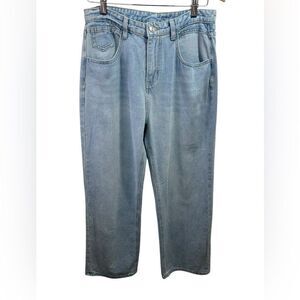 HDLTE Wide Leg Jeans High Waist Baggy Jeans Boyfriends Jeans Y2K 90s Size L